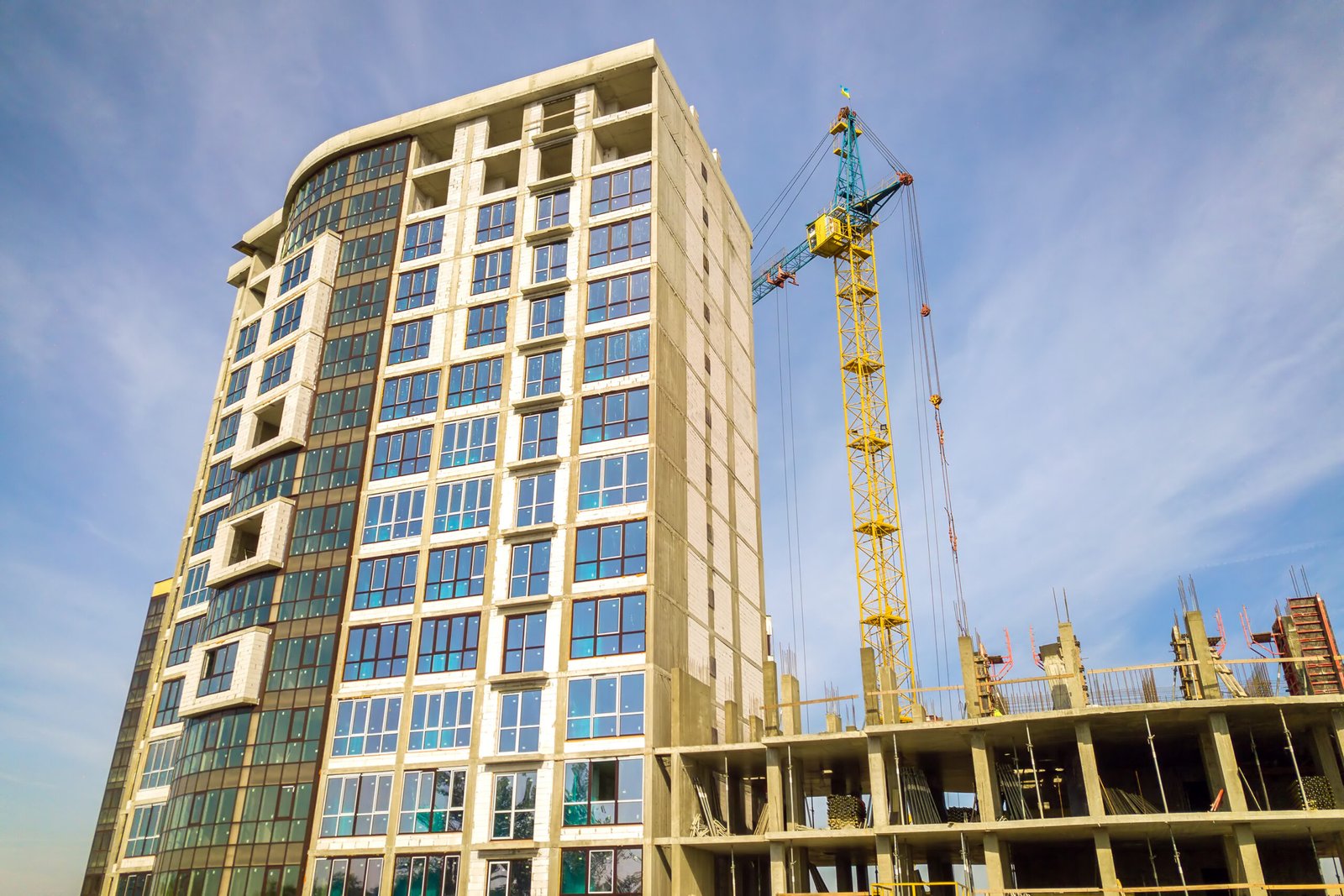 high residential apartment building under construction. real est